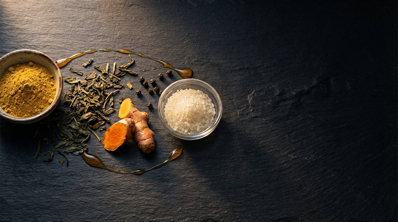 Natural metabolic health ingredients: berberine, green tea, turmeric, collagen